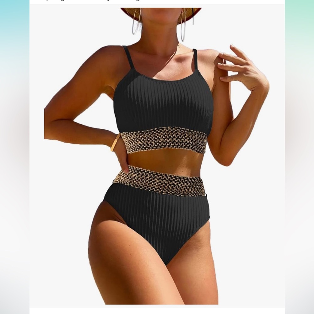 Black and Gold Women's Swim Set